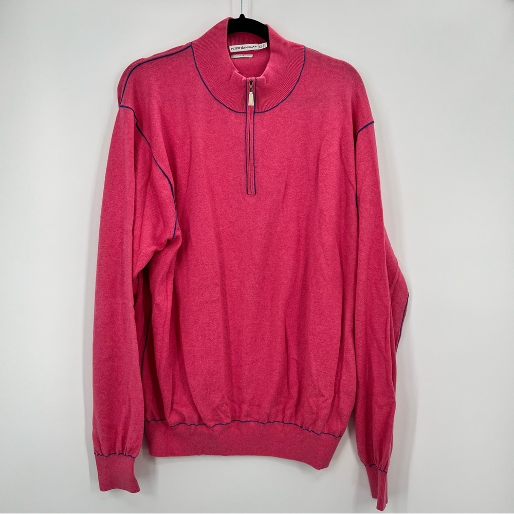 Peter Millar Cotton Cashmere Corded Contrast Quarter Zip Pullover Sweater XL - Picture 8 of 9